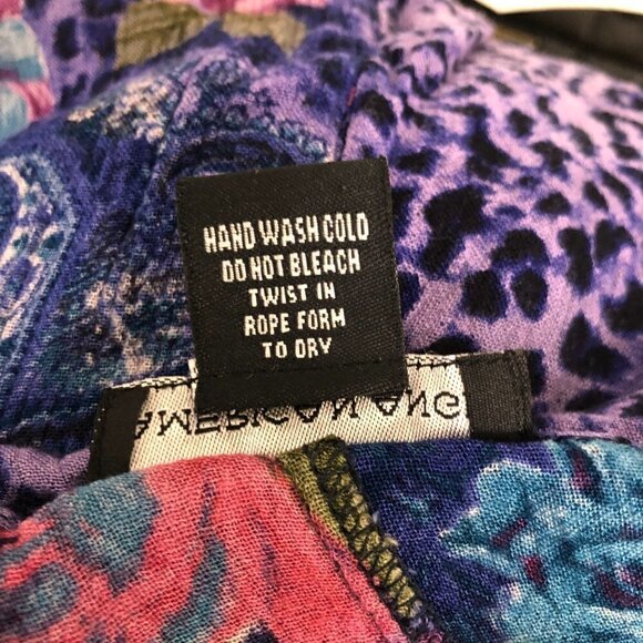 𝅺vintage AMERICAN ANGEL Maxi Dress Purple & Pink Floral/Leopard Gauze - Size M - Picture 3 of 3